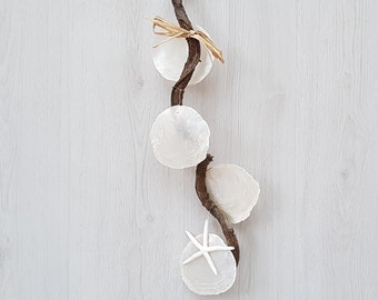 Capiz Shell Wall Decor, Coastal Ornament, Driftwood, Starfish, Beach House Decor, Coastal Decor, Shell Ornament, Beach Ornament