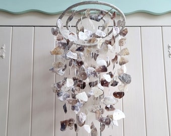 Large Oyster Shell Wind Chime, Shell Mobile, Coastal Mobile, Beach Decor, Coastal Decor, Beach House, Gift for Beach Lovers