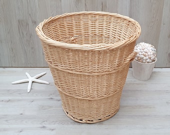 Cesto di vimini vintage, Portaombrelli, Cestino da pavimento, Cestino da corridoio, Portaombrelli, Decorazione costiera, Decorazione per fattoria