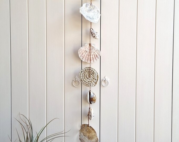 Shell Garland, Coastal Wall Decor, Shell Art, Coastal Ornament, Beach