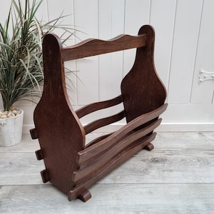 Wooden Magazine Holder, Magazine Rack, Vintage Newspaper Holder, Office Organizer, Home Decor