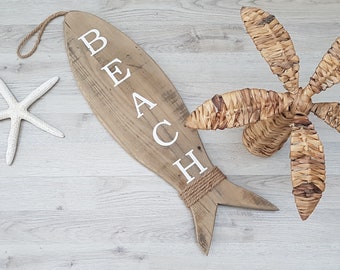 Large Wooden Fish 'Beach', Coastal Wall Decor, Coastal Decor, Beach House, Beach Decor, Hanging Fish