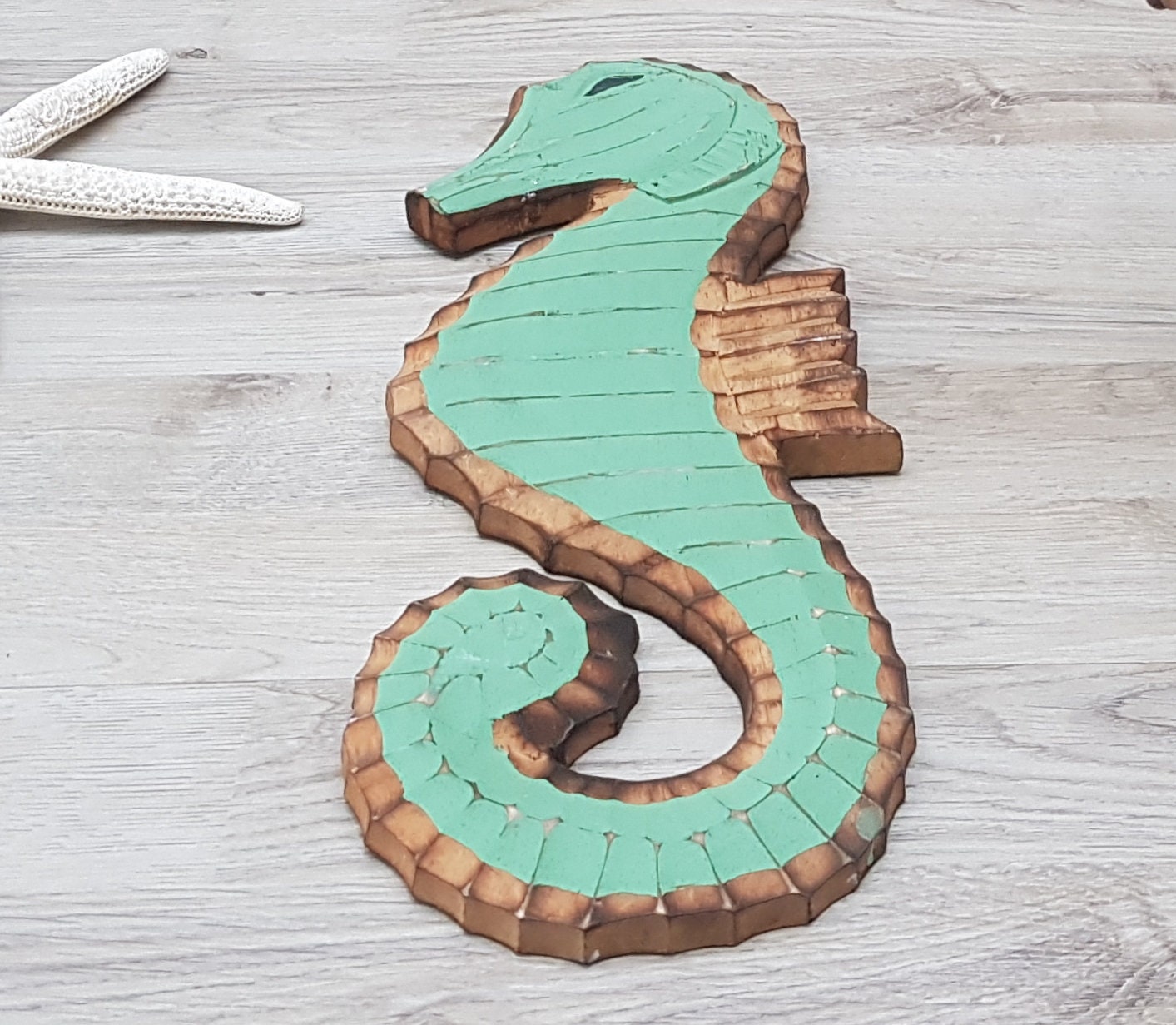 Vintage Wooden Seahorse Coastal Wall Art Wall Decor Coastal Etsy