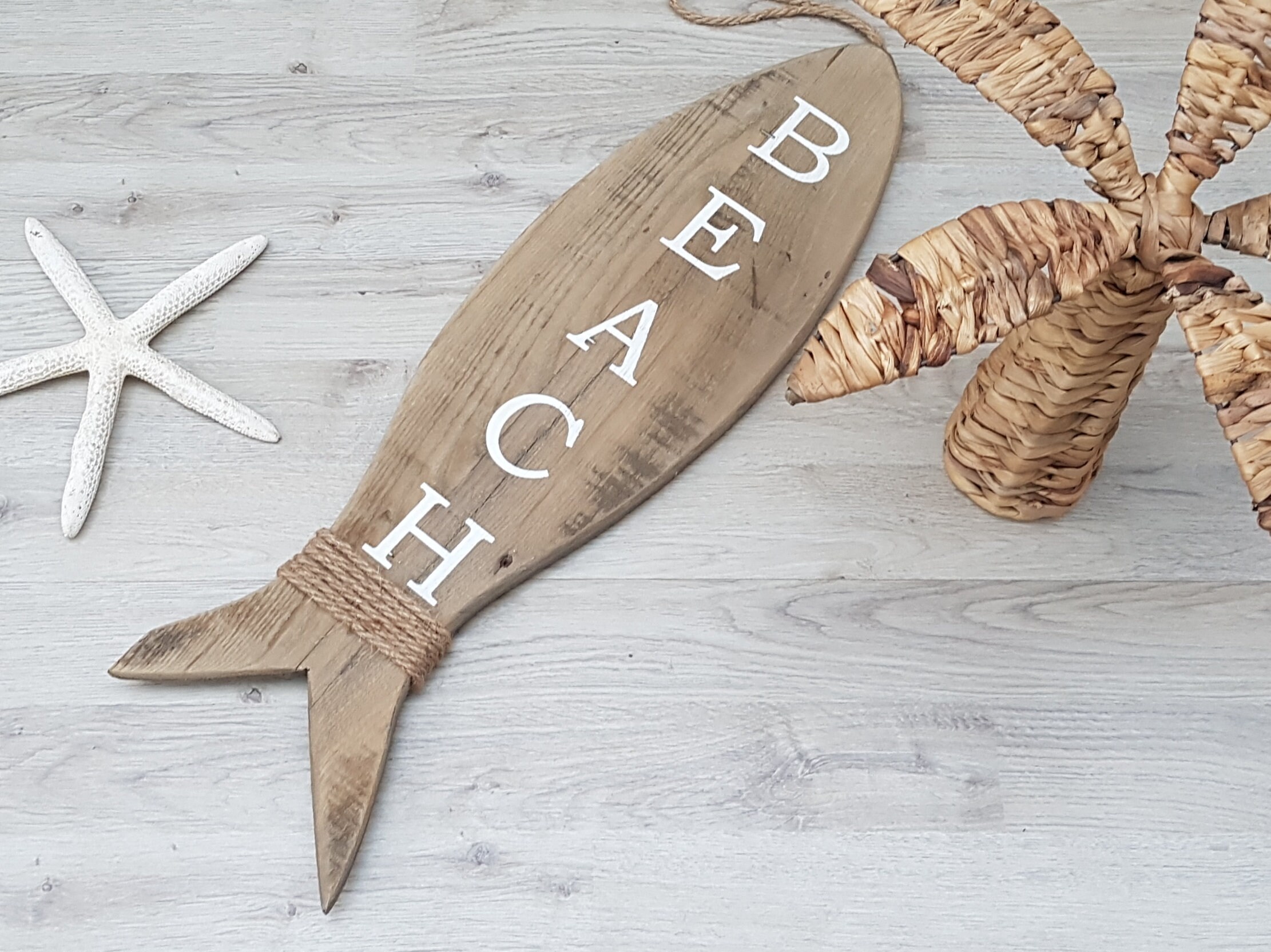 Large Wooden Fish 'beach', Coastal Wall Decor, Coastal Decor, Beach ...