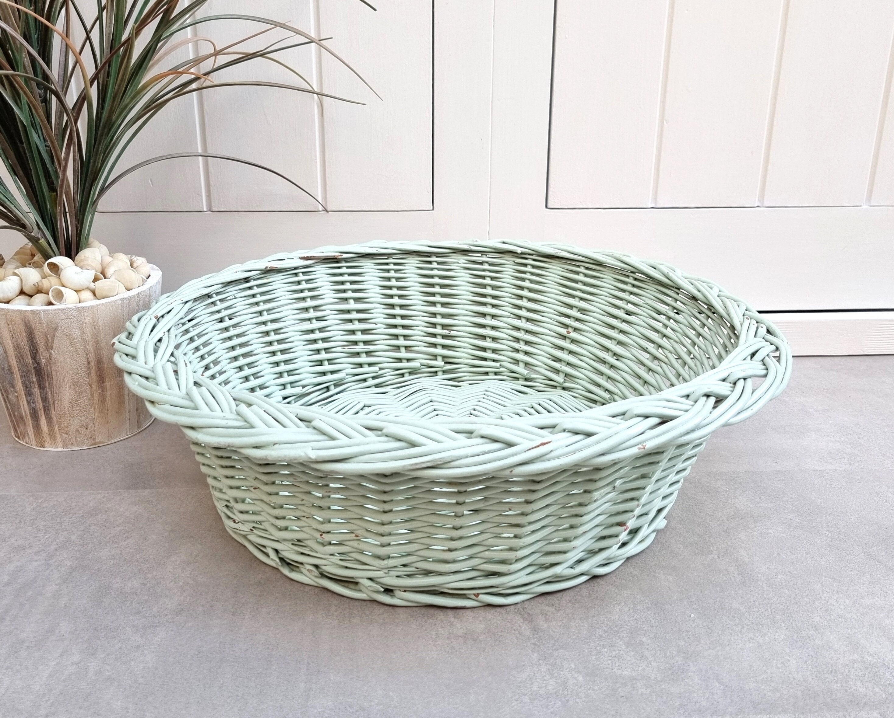 Shallow Wicker Basket Round - Etsy