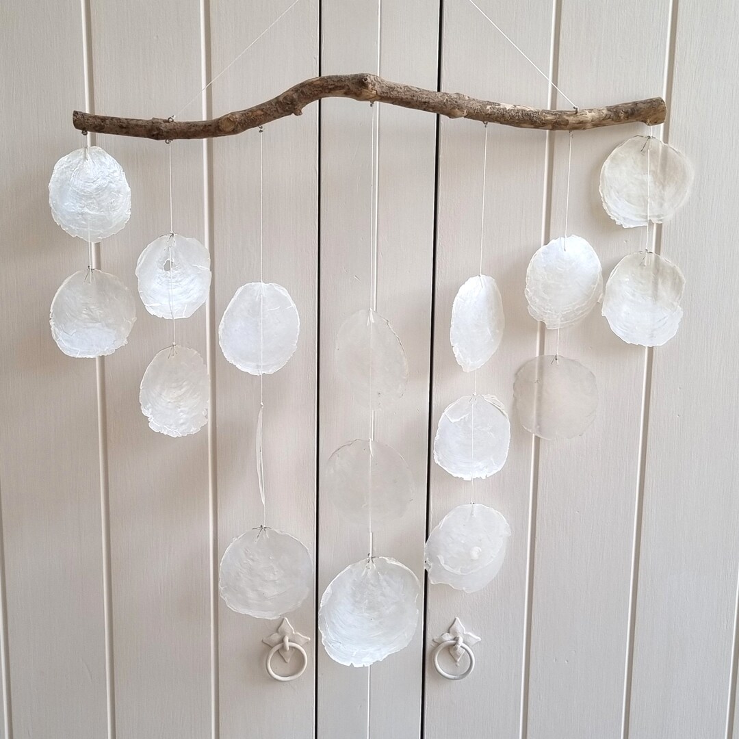 Capiz Shell Wind Chime, Capiz Wall Decor, Coastal Wall Decor, Capiz