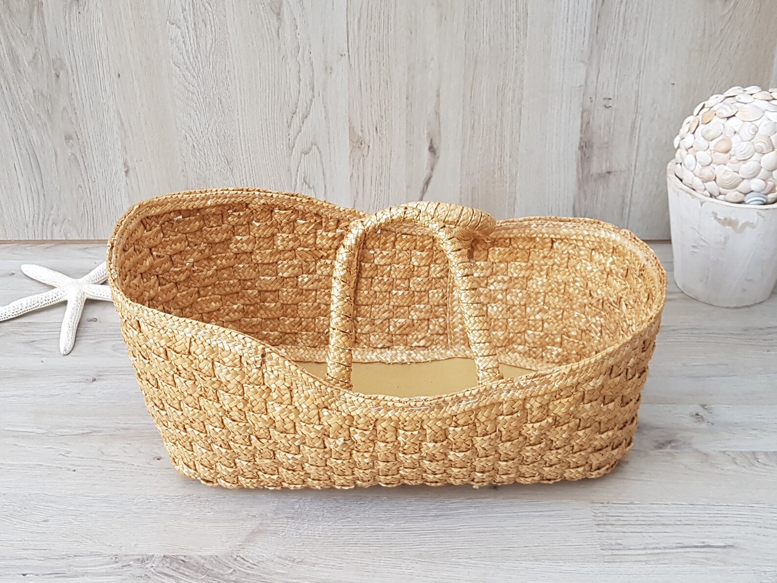 Vintage Wicker Moses Basket With Bedding Wicker Doll Crib Etsy