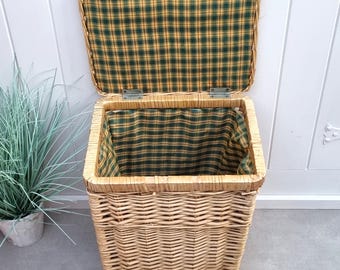 蓋付きヴィンテージ籐バスケット - Etsy 日本