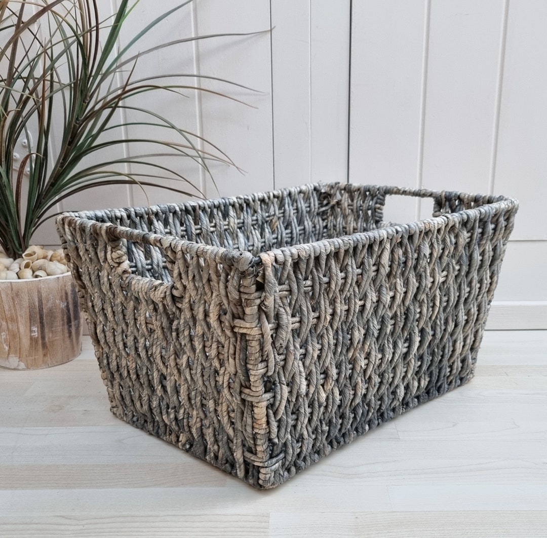 Rectangular Wicker Basket, Sturdy Storage Basket, Tapered Basket ...