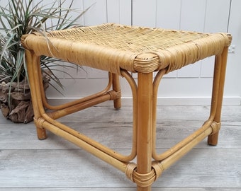 Bamboo and Wicker Side Table, Rectangular Coffee Table, Occasional Table, Lamp Table, End Table, Coastal Decor, Beach House Decor