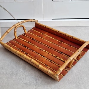 Rectangular Bamboo Tray, Decorative Tray, Wooden Serving Tray, Coastal Decor, Tropical Decor, Home Decor