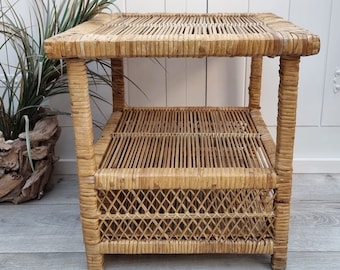 2 Tier Wicker Side Table, Coffee Table, Occasional Table, Lamp Table, End Table, Coastal Decor, Beach House Decor