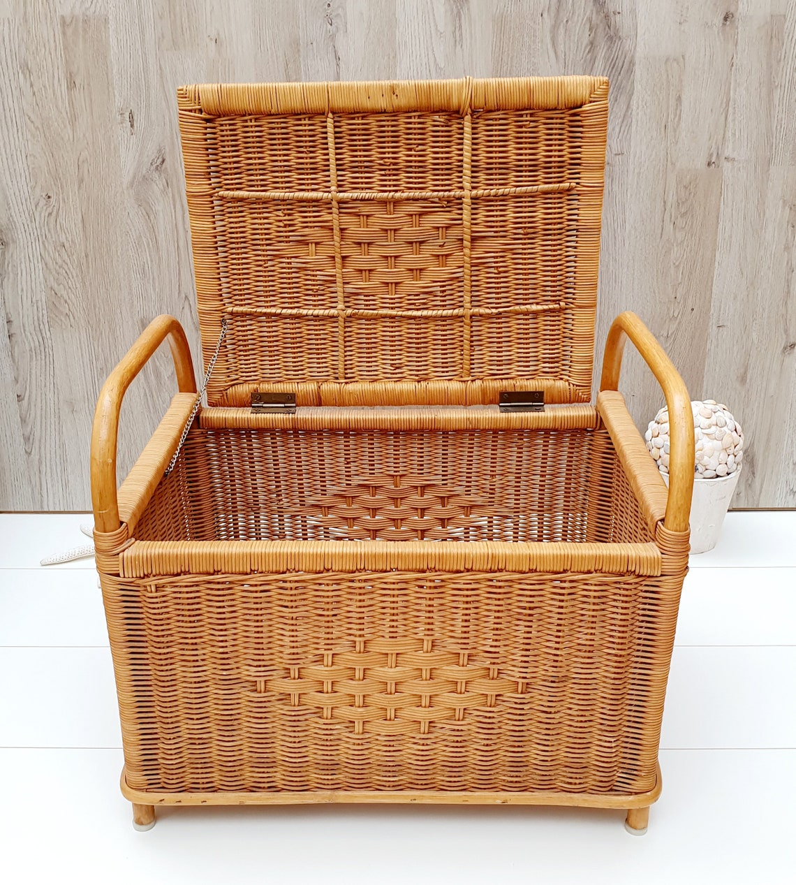 Vintage Großer Korb aus Korb mit Bambus Rattan Box zur | Etsy