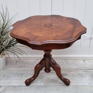 Italian Inlay Marquetry Side Table, Pedestal Accent Table, Wine Table, Tripod Lamp Table, Occasional Table, Tripod Table, Plant Table