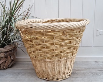 Round Wicker Laundry Basket, Floor Basket, Hallway Basket, Storage Basket, Coastal Decor, Farmhouse Decor