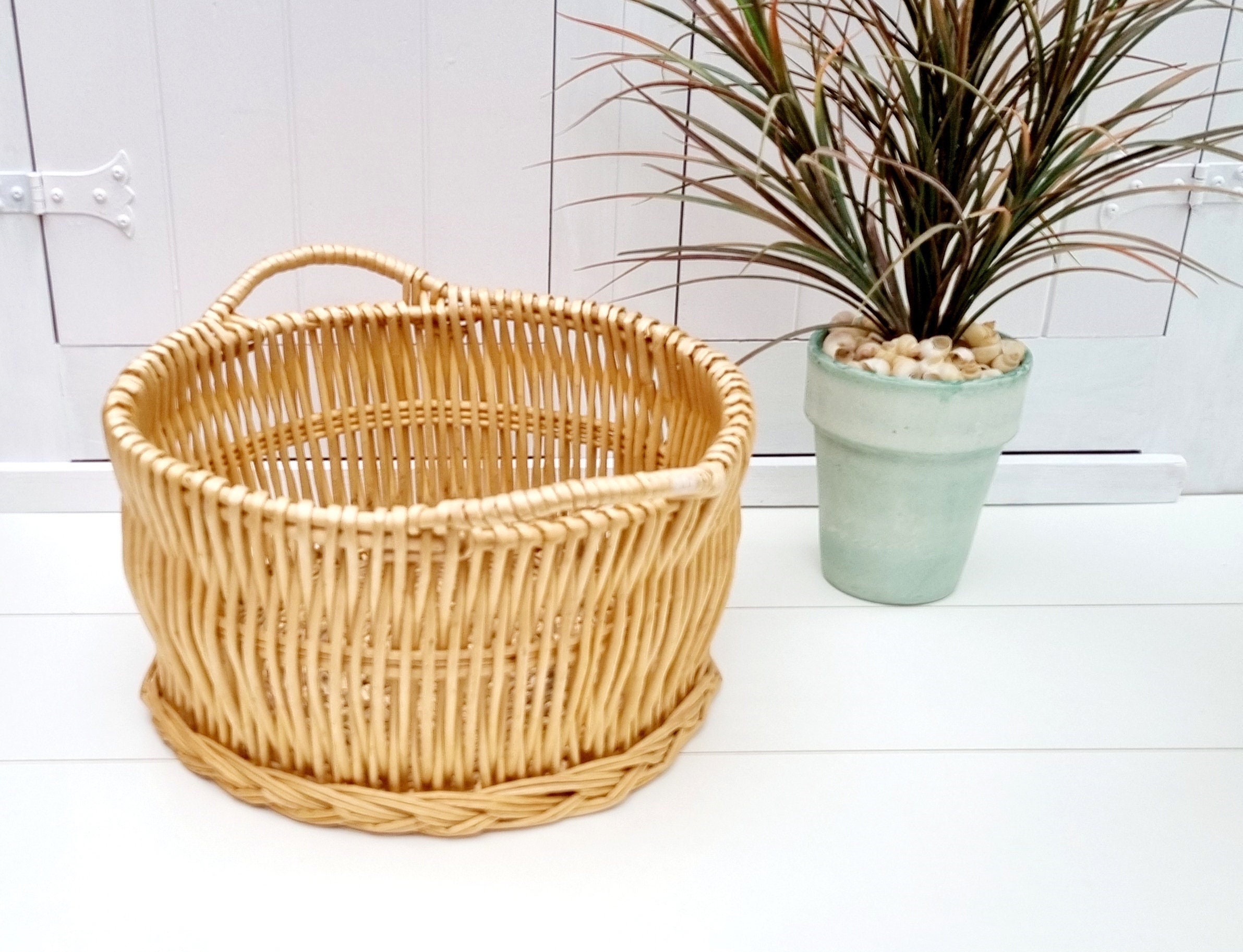 Round Wicker Basket Wicker Basket with Handles Basket for