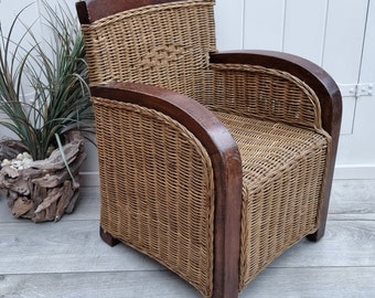 Sedia per bambini in vimini, sedia per bambini, sedia per bambini in vimini e legno, arredamento per camerette, arredamento costiero, arredamento in stile fattoria