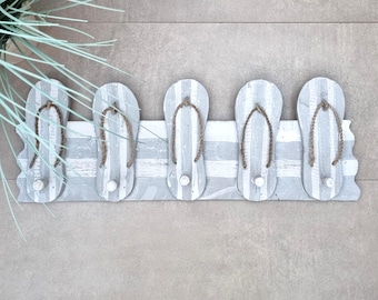 Appendiabiti a forma di infradito in stile costiero, gancio da parete per casa sulla spiaggia, organizer per ingresso in stile nautico, decorazione da parete estiva, regalo per gli amanti della spiaggia, decorazioni costiere