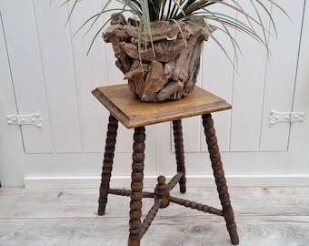 19th Century Bobbin Leg Table, Occasional Table, Oak Wood Side Table, Lamp Table, Plant Table