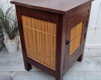 Bamboo Nightstand, Bedside Cabinet, Bedside Table, Bamboo Cupboard, Bedroom Furniture, Coastal Decor