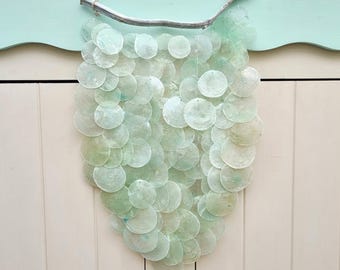 Turquoise Capiz Wind Chime, Capiz Shell Mobile