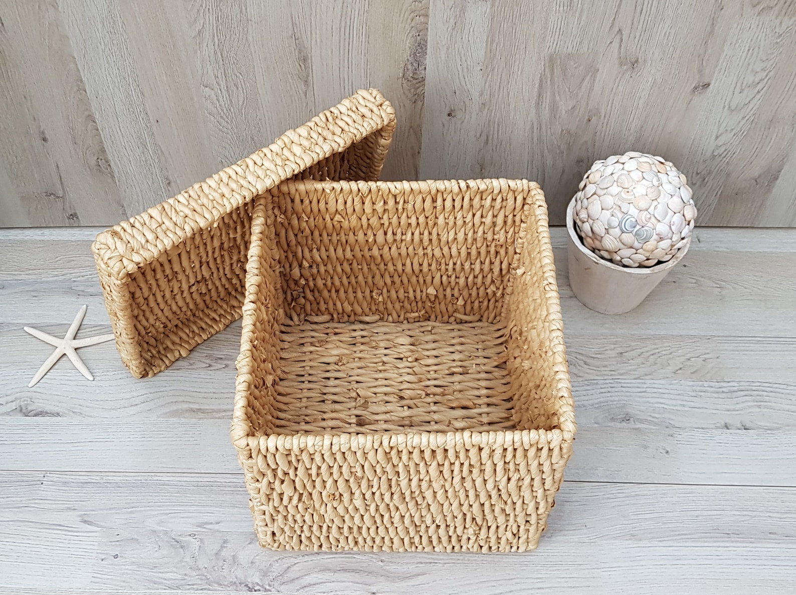 Vintage Wicker Lidded Basket Square Wicker Basket With Lid Etsy Canada