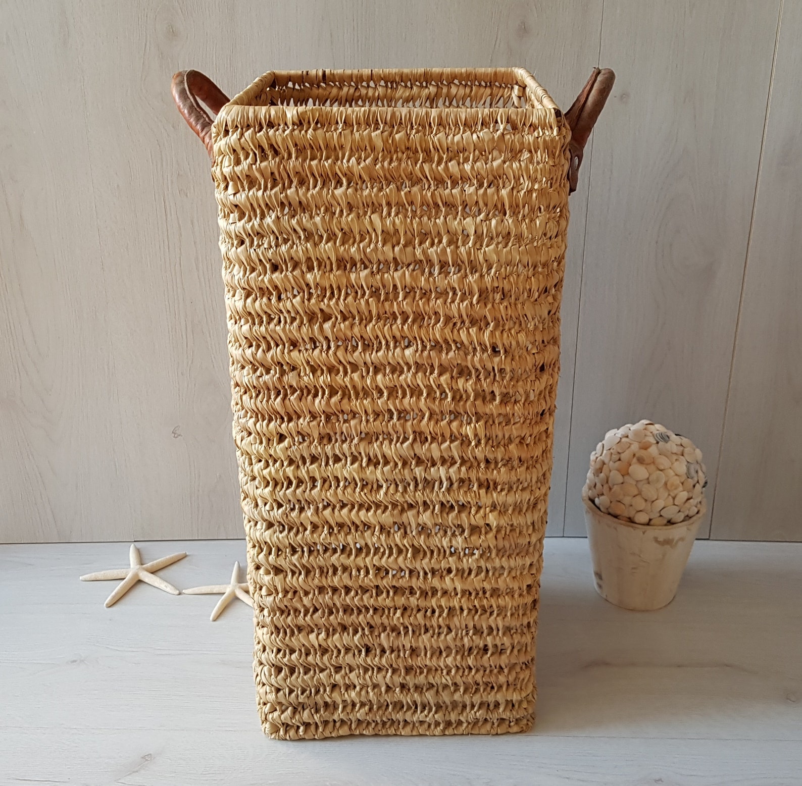 Vintage wicker umbrella stand Floor basket Hallway basket Etsy