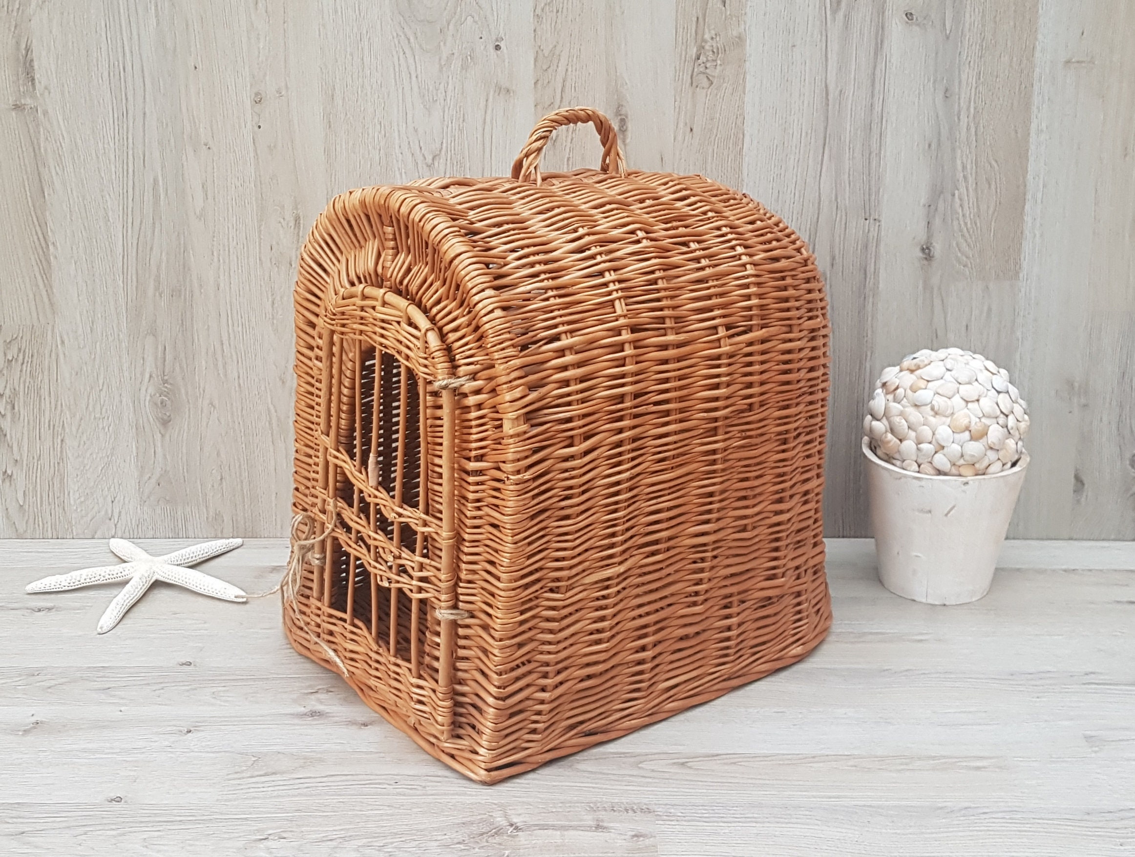 Vintage Wicker Pet Carrier Rattan Cat Carrier Woven basket Etsy