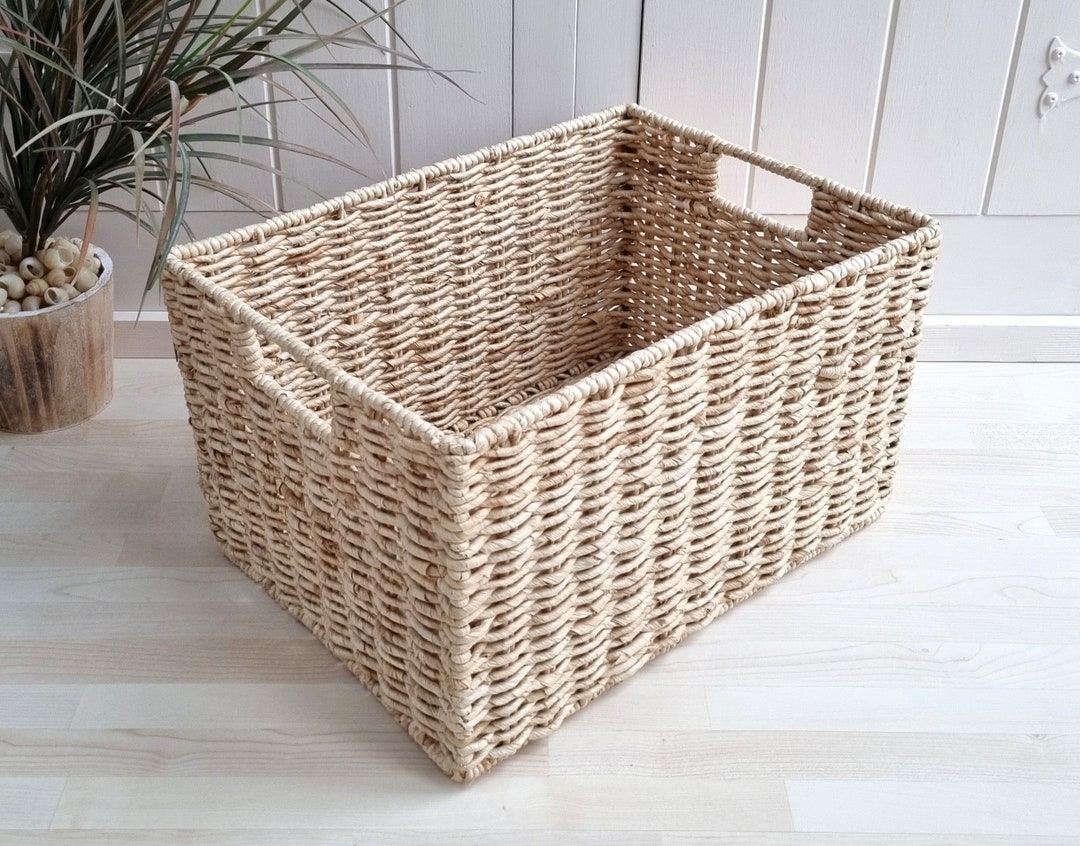 Rectangular Wicker Basket, Storage Basket, Sturdy, Wicker Home Decor
