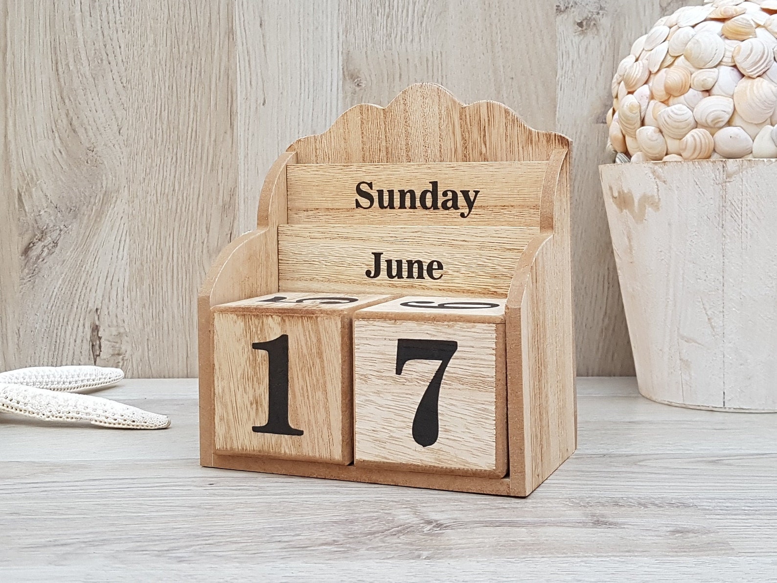 Perpetual Wooden Block Calendar Desk Calendar Beach House Etsy