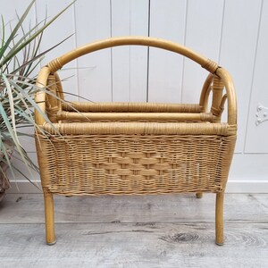 Bamboo and Wicker Magazine Holder, Wicker Basket, Newspaper Holder ...