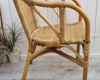 Vintage Wicker Chair, Bamboo Chair, Boho Chair, Bohemian Wicker Chair, Country Living, Farmhouse Decor, Coastal Decor