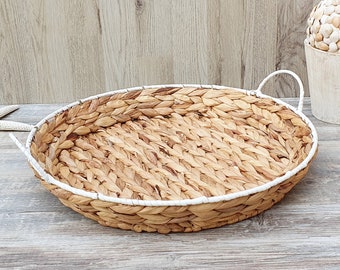 Vassoio In Vimini Grigio Wengé 60x50cm | Cesto Decorativo Per Casa | Design Moderno E Resistente - Foto 8