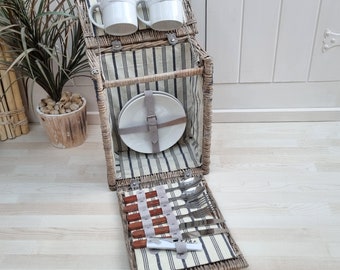 Vintage Picnic Basket, Wicker Hamper