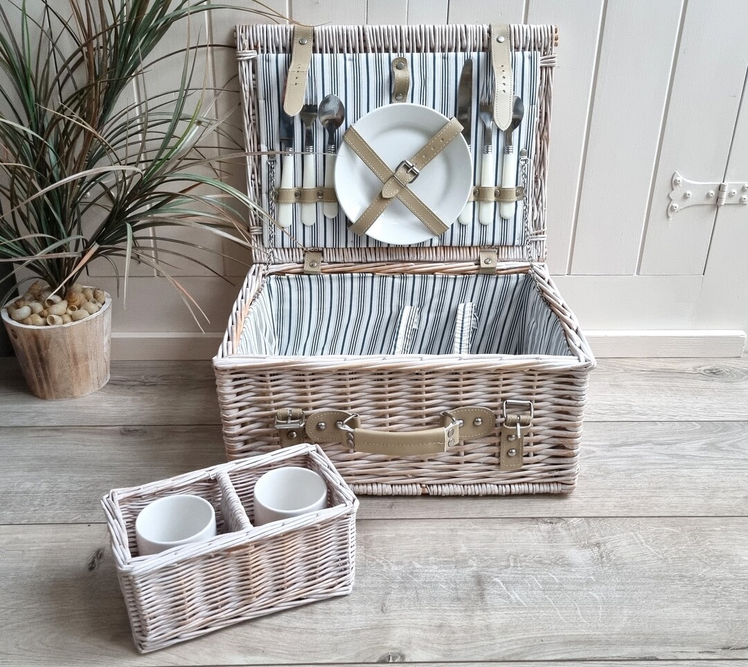 Wicker Picnic Basket Hamper Picnic for 2 Wine and Cheese Etsy