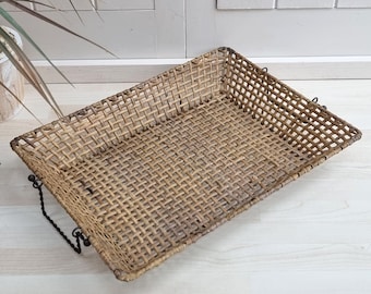 Vassoio In Vimini Grigio Wengé 60x50cm | Cesto Decorativo Per Casa | Design Moderno E Resistente - Foto 6