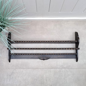 Large Plate Rack, Hand Carved Wood Plate Rack, 2 Shelf Plate Rack, Display Shelf Plates, Wall Plate Rack