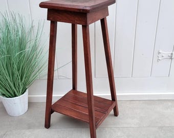 Tavolino porta piante vintage in legno, sgabello per piante da interno in legno massello