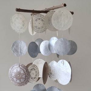 Capiz Shell Wind Chime, Capiz Wall Decor, Coastal Wall Decor, Capiz Shell Mobile, Beach Decor, Coastal Decor