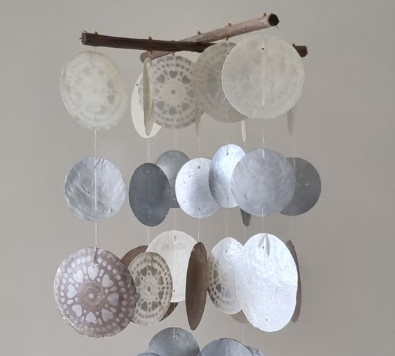 Capiz Shell Wind Chime, Capiz Wall Decor, Coastal Wall Decor, Capiz Shell Mobile, Beach Decor, Coastal Decor