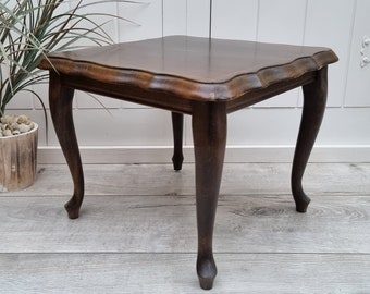 Tavolino quadrato in legno, stile Queen Anne, tavolino portavasi, tavolino laterale, tavolino portalampada, arredamento vintage per la casa, tavolino vittoriano