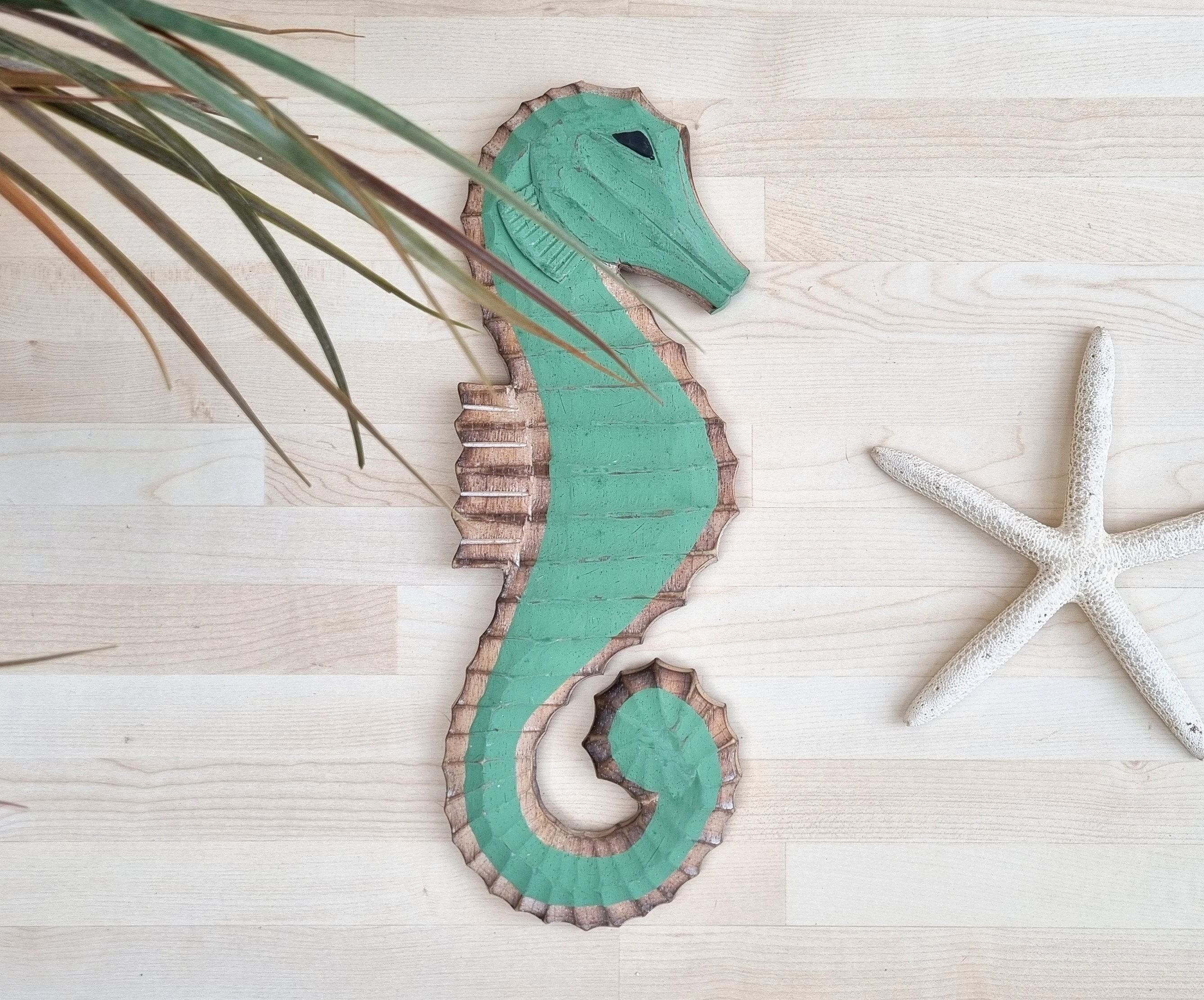 Vintage Wooden Seahorse, Coastal Wall Art, Wall Decor, Coastal Decor
