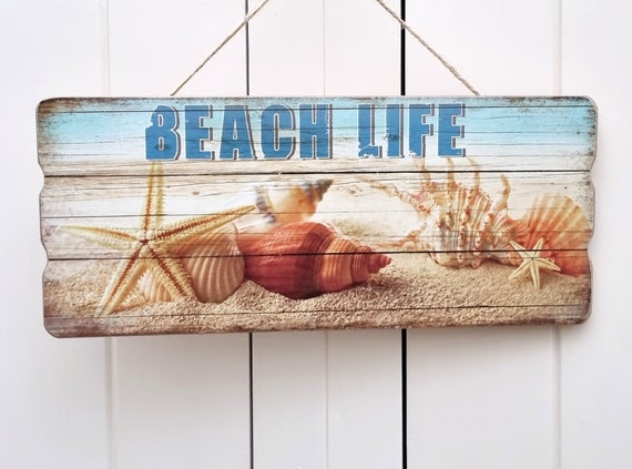 Coastal Wooden Sign Beach Life, Coastal Wall Decor, Beach House