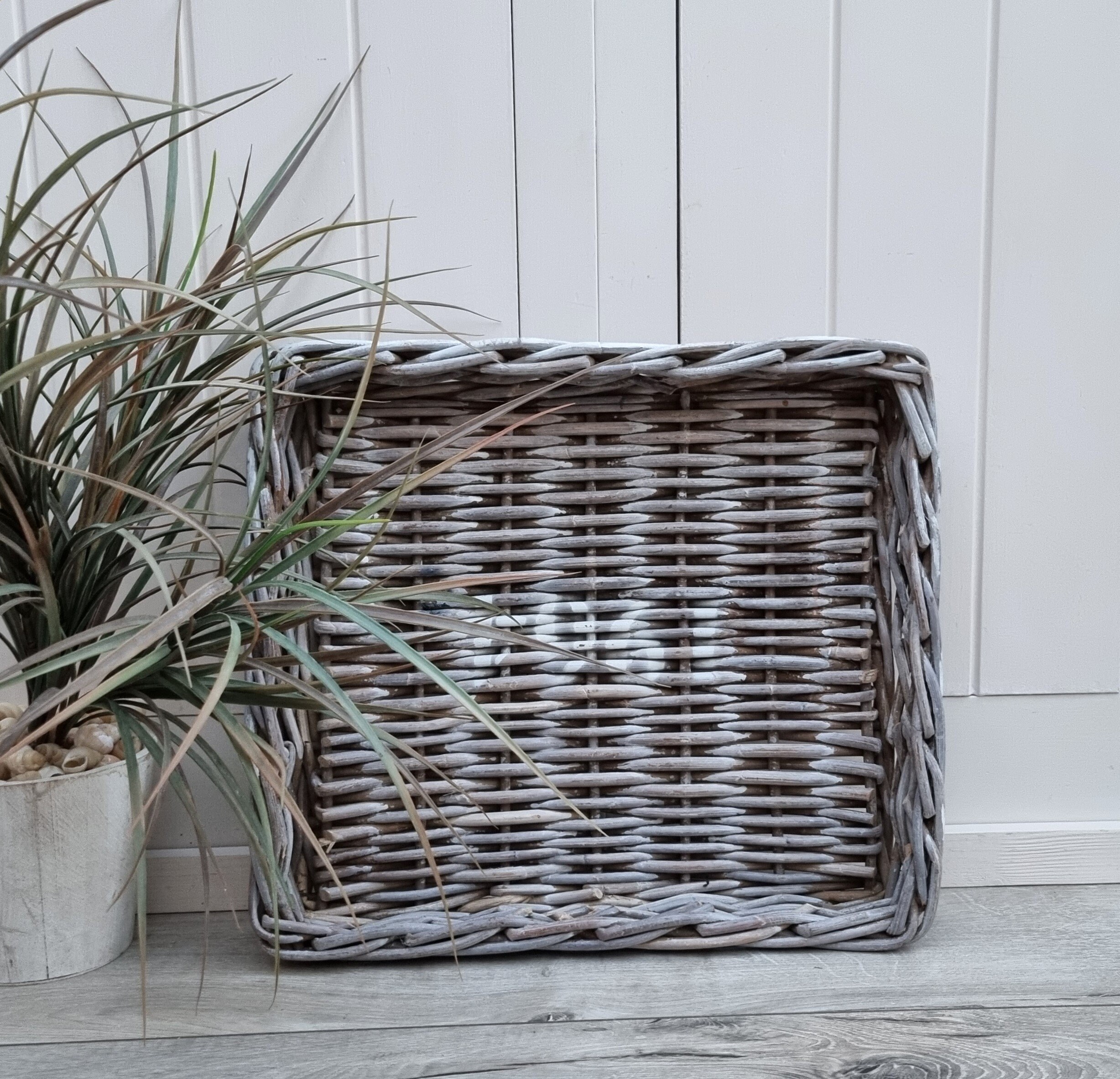 Vassoio In Vimini Grigio Wengé 60x50cm | Cesto Decorativo Per Casa | Design Moderno E Resistente - Foto 7