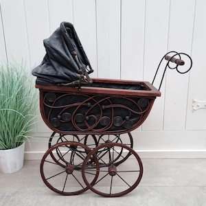 Jouet Ancien - Poussette De Poupée En Bois, Années 1950 (occasion, Collection)