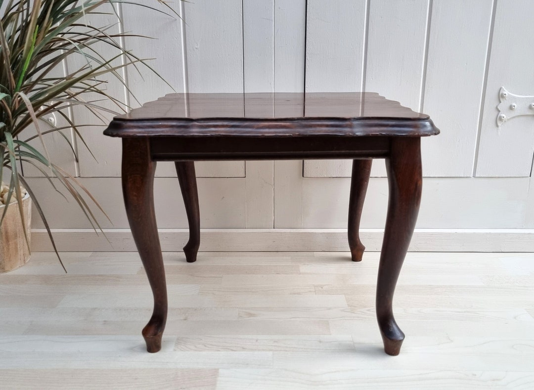 Square Wooden Side Table, Queen Anne, Plant Table, End Table, Lamp Table, Vintage Home Decor ...