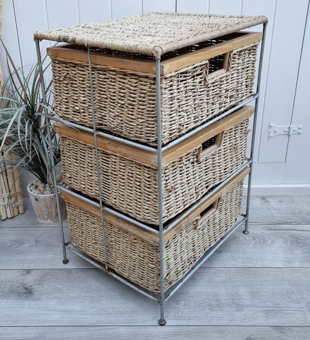 Vintage Wicker Drawers Wicker Drawer Cabinet Wicker Furniture Metal
