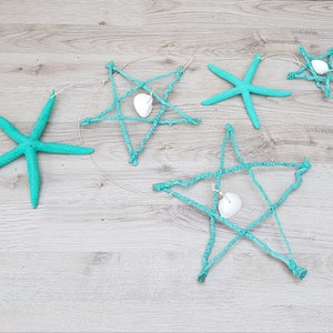 Coastal Garland, Starfish, Turquoise, Beach house, Coastal decor, Beach decor, White Seashells