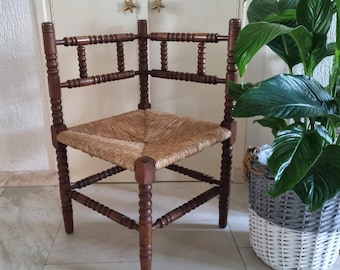 Antique Bobbin Chair, Wooden Corner Chair
