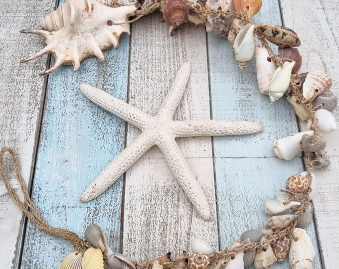 Large Seashell Garland, Shell Wall Hanging